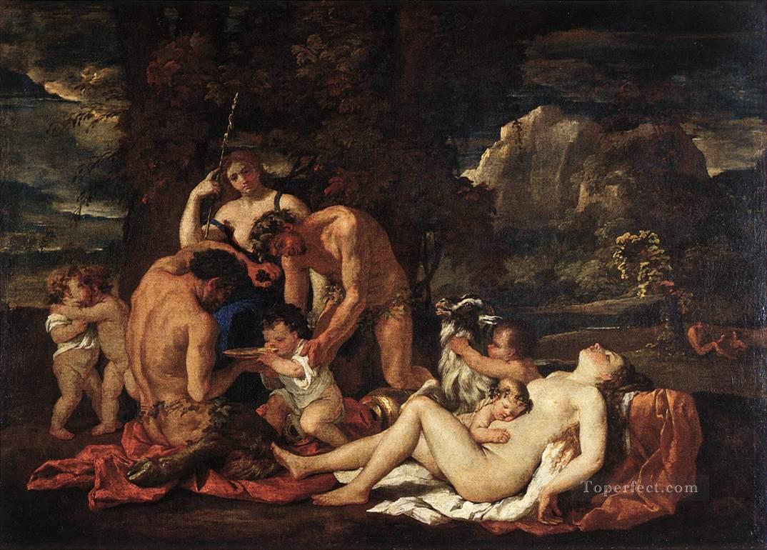 The Nurture of Bacchus classical painter Nicolas Poussin Oil Paintings